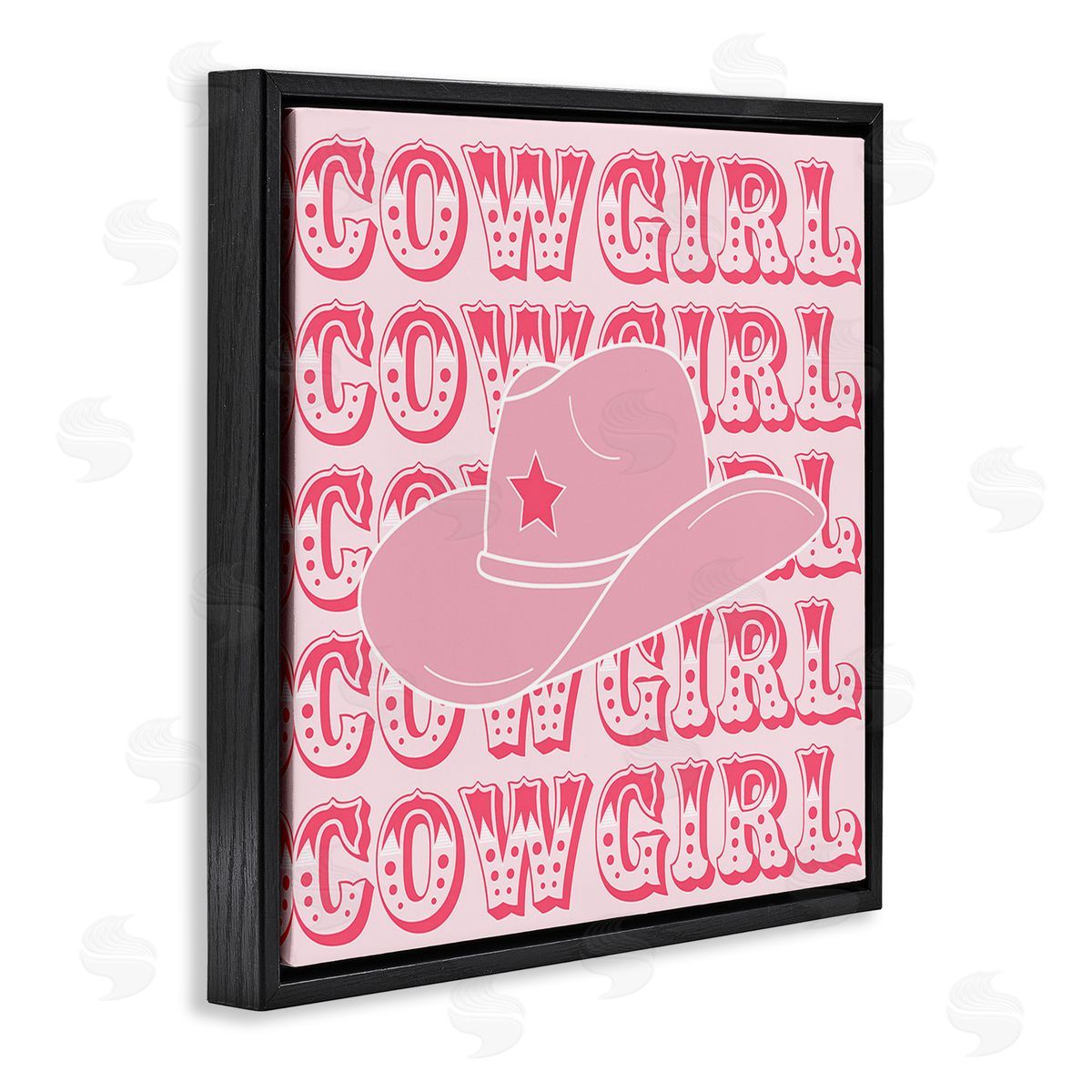 Corinne Rose Designs Blush Pink Cowgirl Black Floating Frame Canvas Wall Art Print