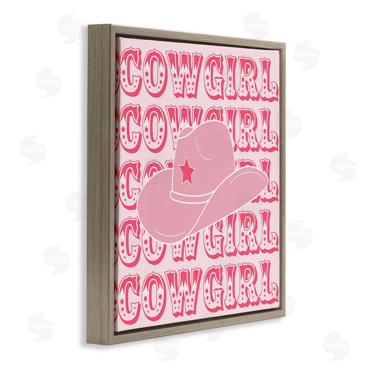 Corinne Rose Designs Blush Pink Cowgirl Brown Floating Frame Canvas Wall Art Print