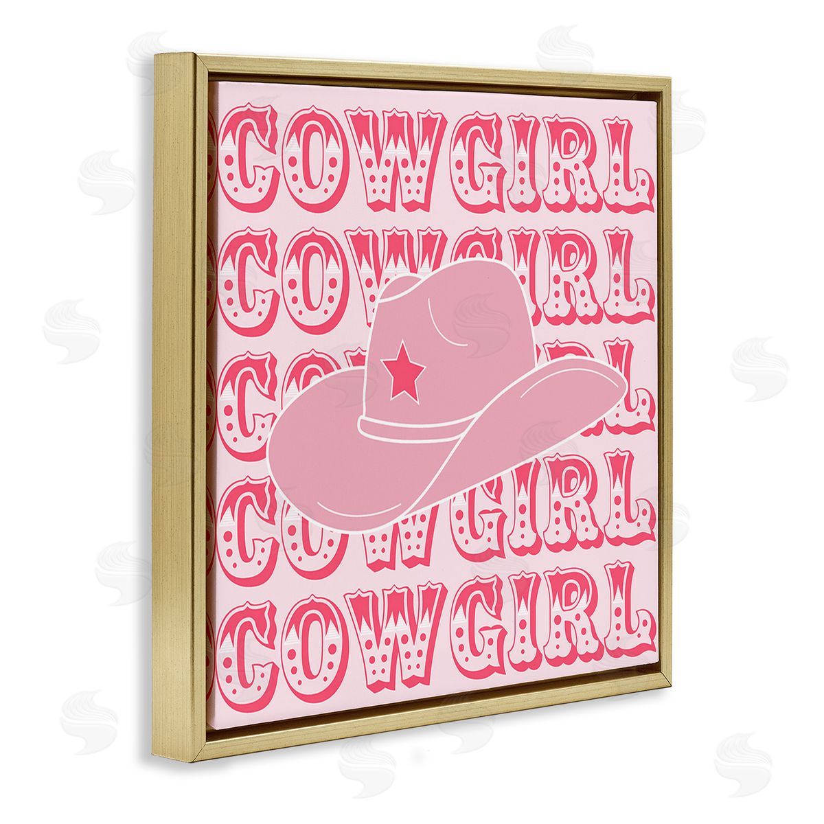 Corinne Rose Designs Blush Pink Cowgirl Gold Floating Frame Canvas Wall Art Print
