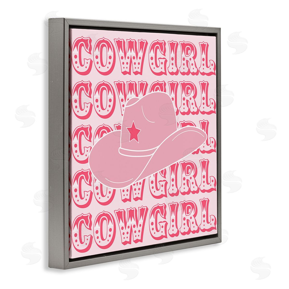 Corinne Rose Designs Blush Pink Cowgirl Gray Floating Frame Canvas Wall Art Print