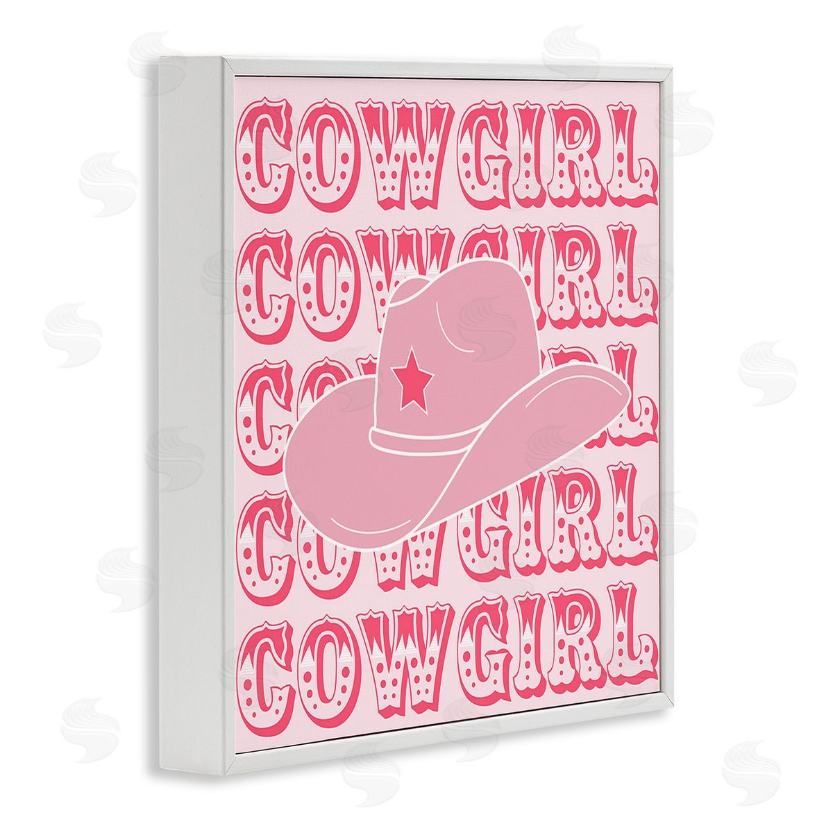 Corinne Rose Designs Blush Pink Cowgirl White Framed Glicee Wall Art Print