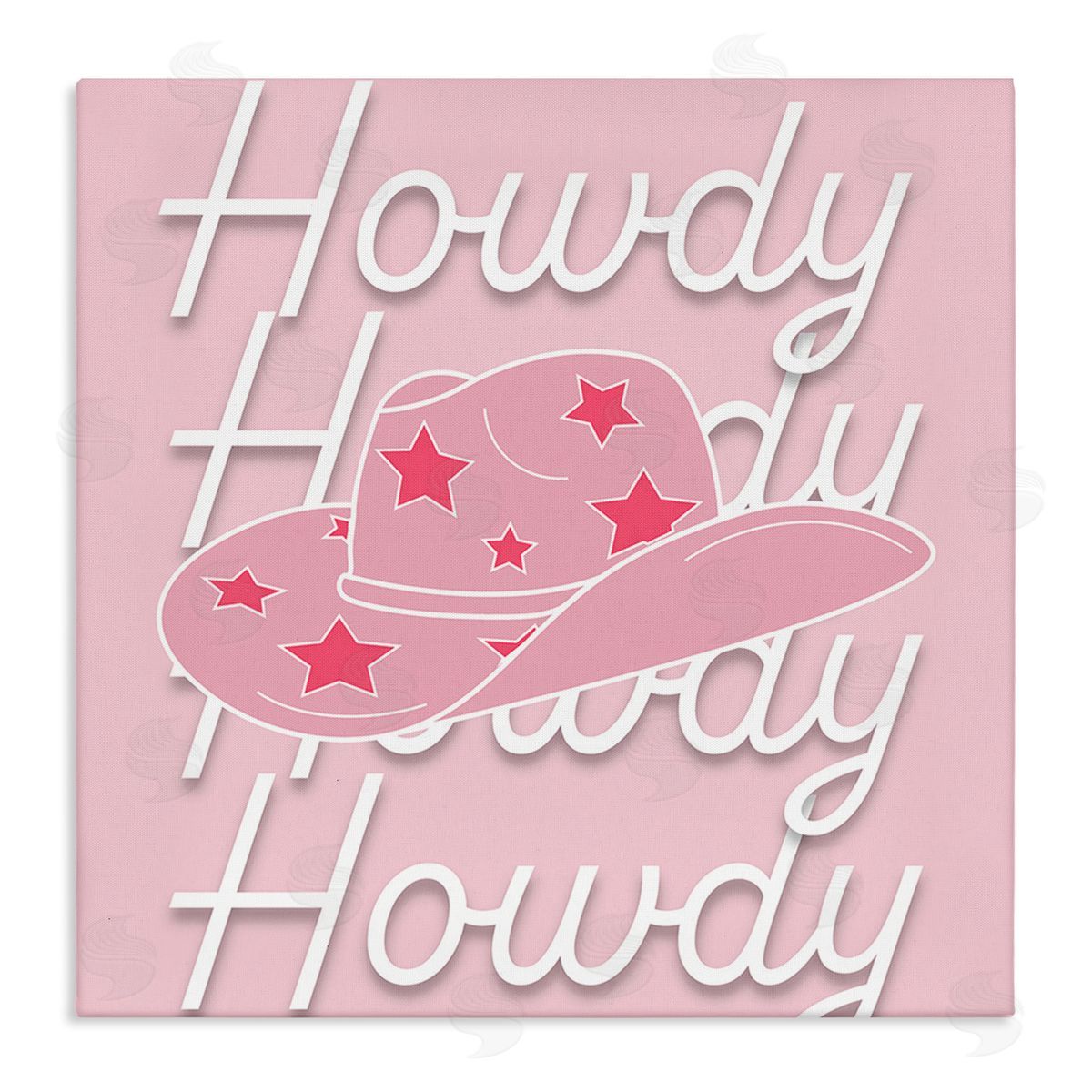 Corinne Rose Designs Soft Pink Howdy Pattern Stretched Canvas Wall Art Print