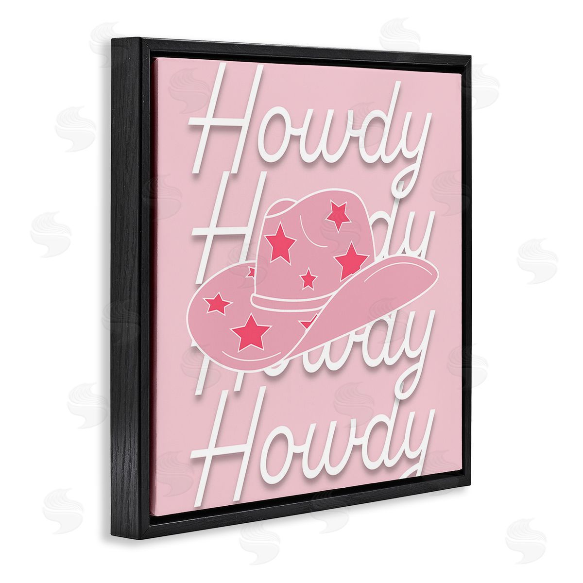 Corinne Rose Designs Soft Pink Howdy Pattern Black Floating Frame Canvas Wall Art Print