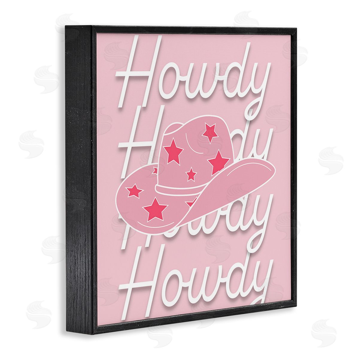 Corinne Rose Designs Soft Pink Howdy Pattern Black Framed Glicee Wall Art Print