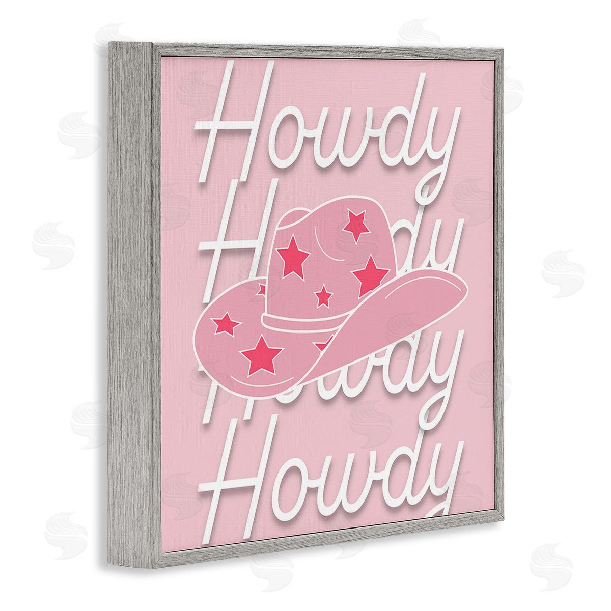 Corinne Rose Designs Soft Pink Howdy Pattern Gray Framed Glicee Wall Art Print