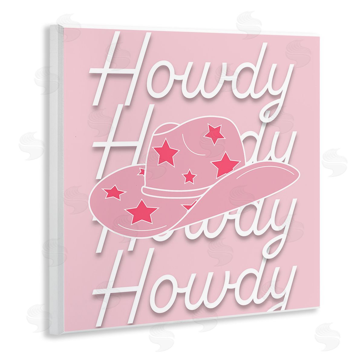 Corinne Rose Designs Soft Pink Howdy Pattern Wooden Wall Plaque Art Print