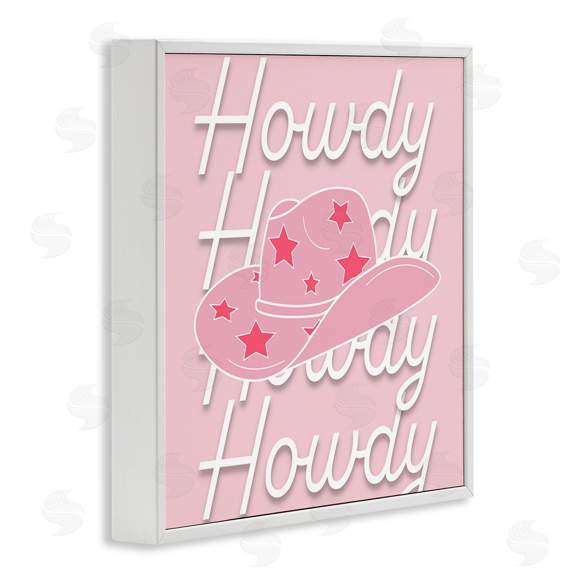 Corinne Rose Designs Soft Pink Howdy Pattern White Framed Glicee Wall Art Print