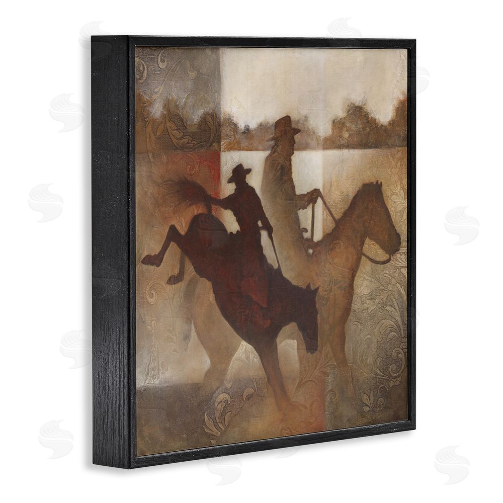 White Ladder Rustic Cowboy Silhouettes Black Framed Glicee Wall Art Print