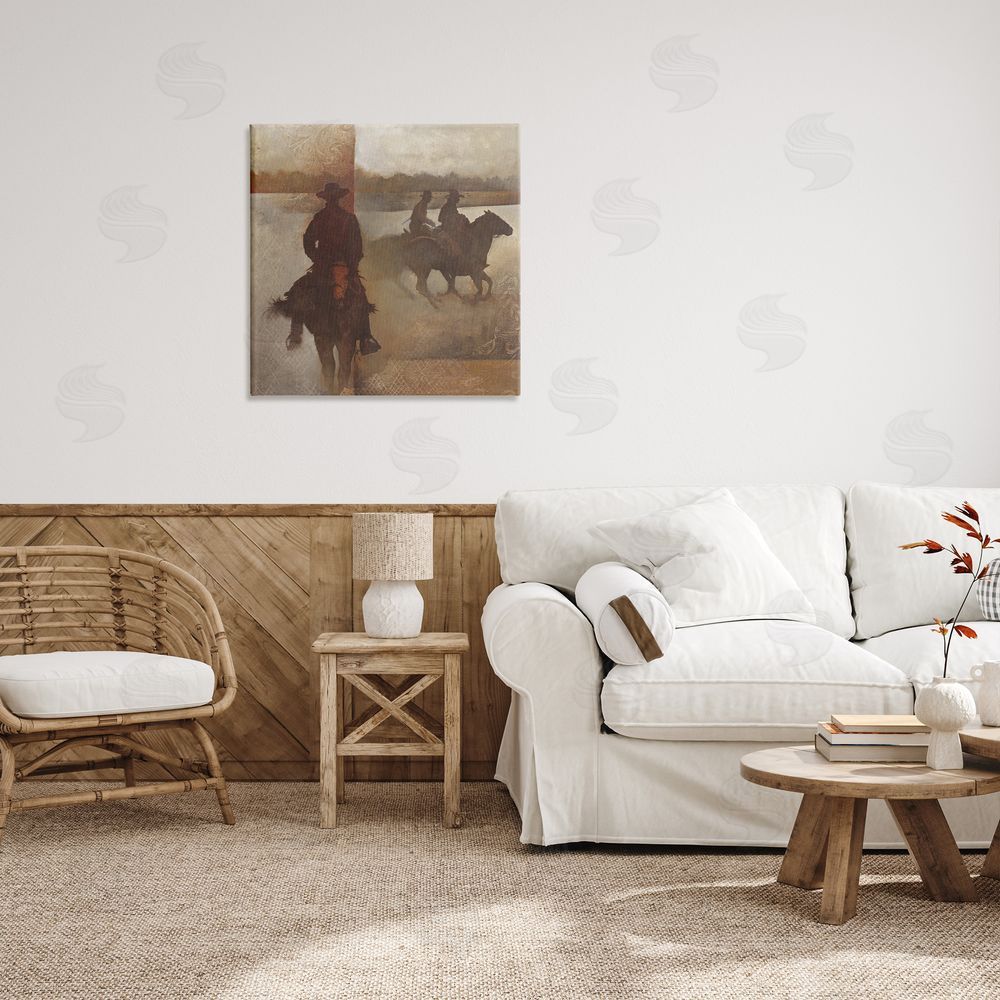 White Ladder Rustic Equestrian Collage Canvas Wall Art in Room