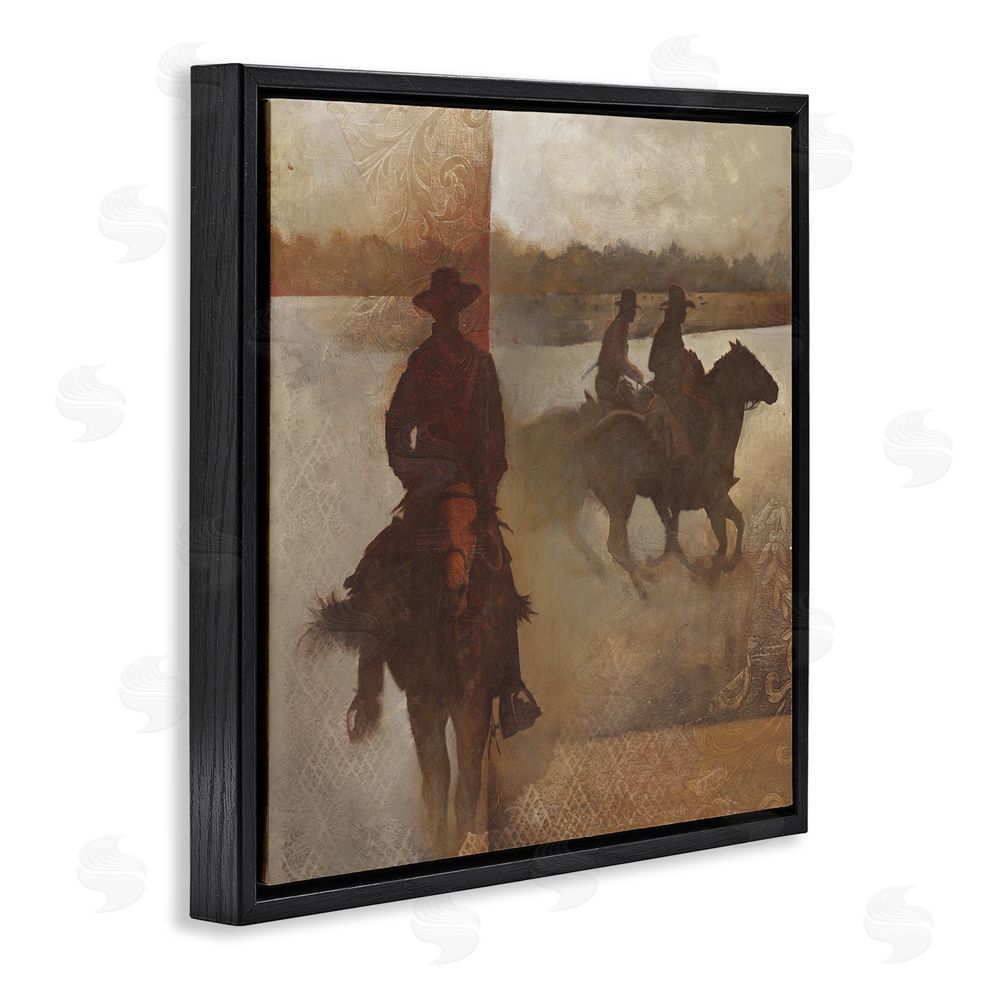 White Ladder Rustic Equestrian Collage Black Floating Frame Canvas Wall Art Print