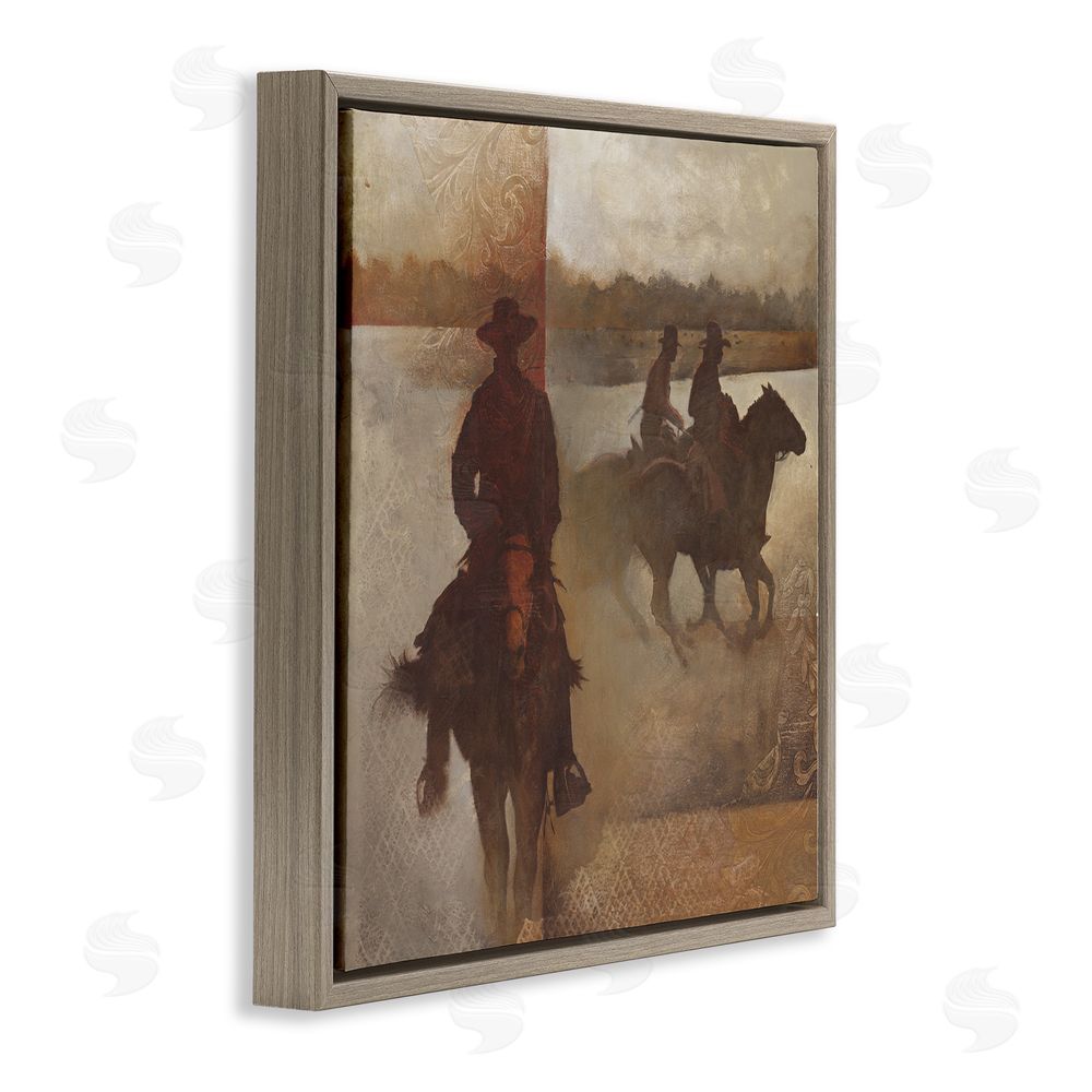 White Ladder Rustic Equestrian Collage Brown Floating Frame Canvas Wall Art Print