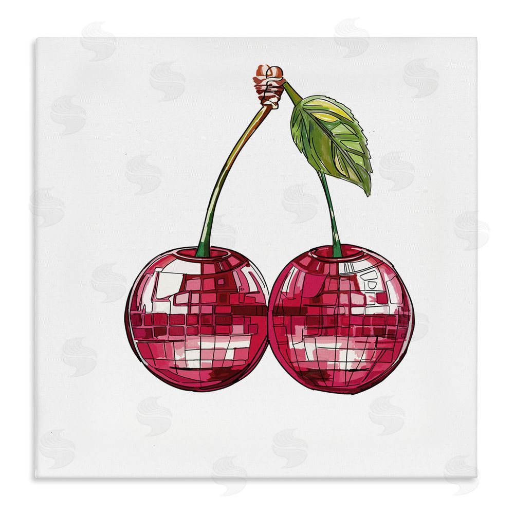 Amelia Noyes Patterned Cherry Fruit Stretched Canvas Wall Art Print
