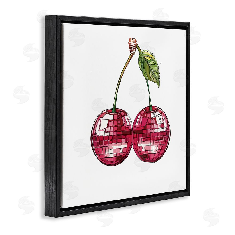 Amelia Noyes Patterned Cherry Fruit Black Floating Frame Canvas Wall Art Print