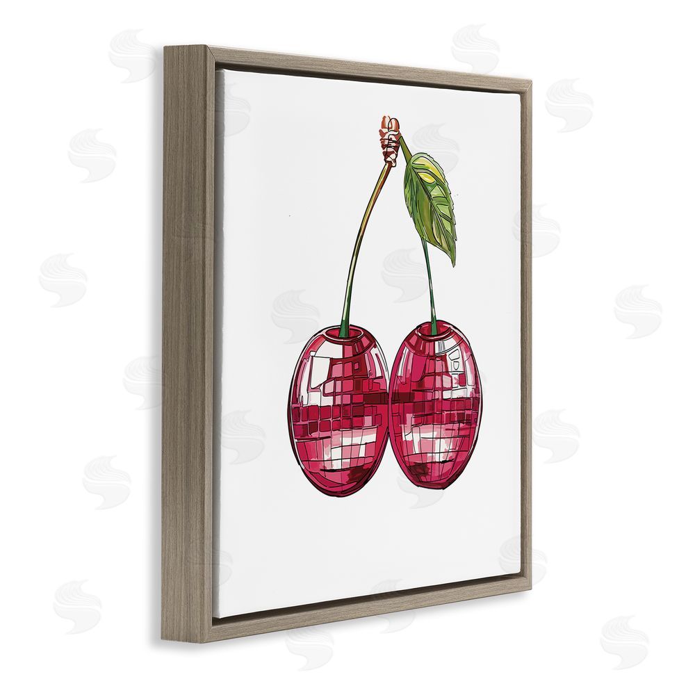 Amelia Noyes Patterned Cherry Fruit Brown Floating Frame Canvas Wall Art Print