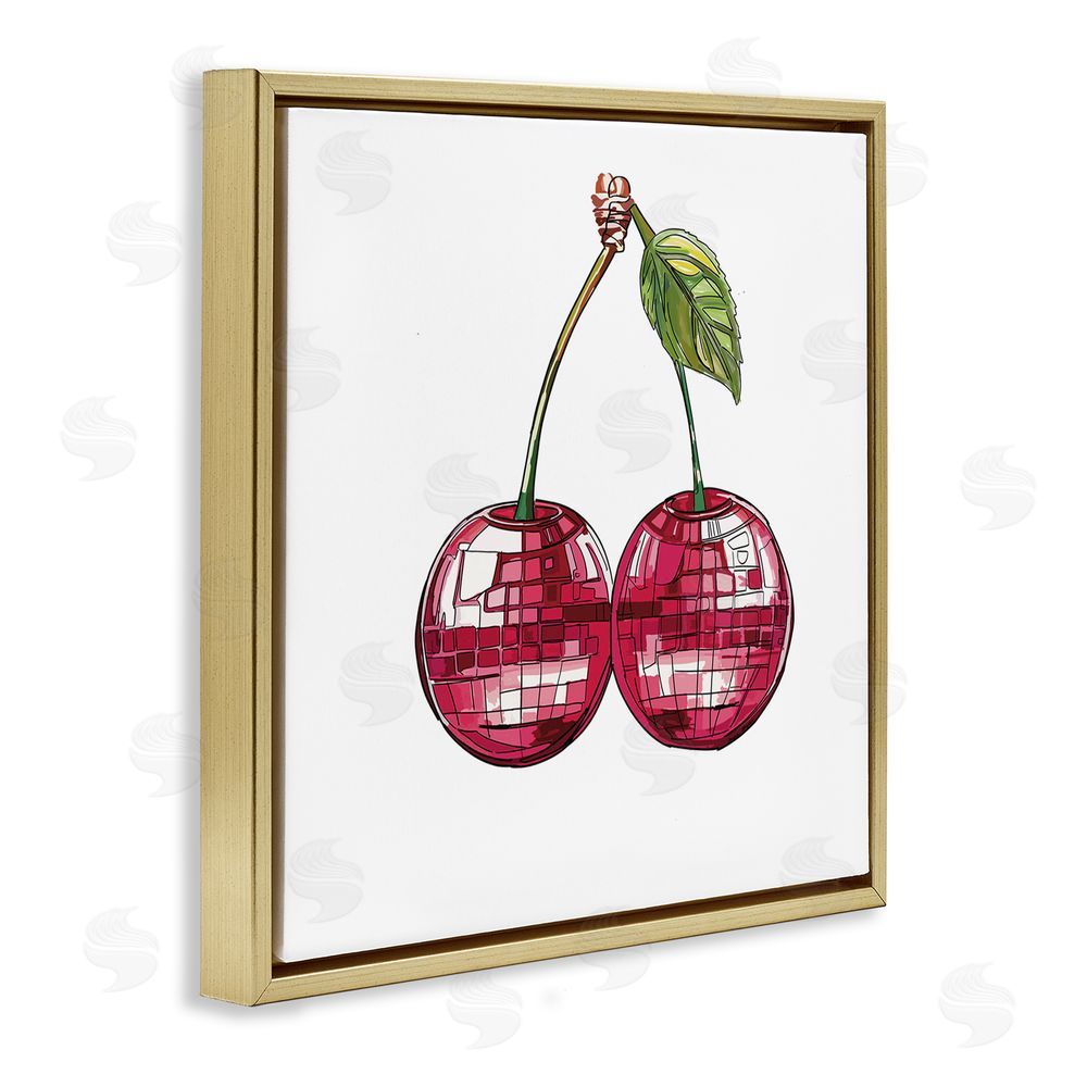 Amelia Noyes Patterned Cherry Fruit Gold Floating Frame Canvas Wall Art Print