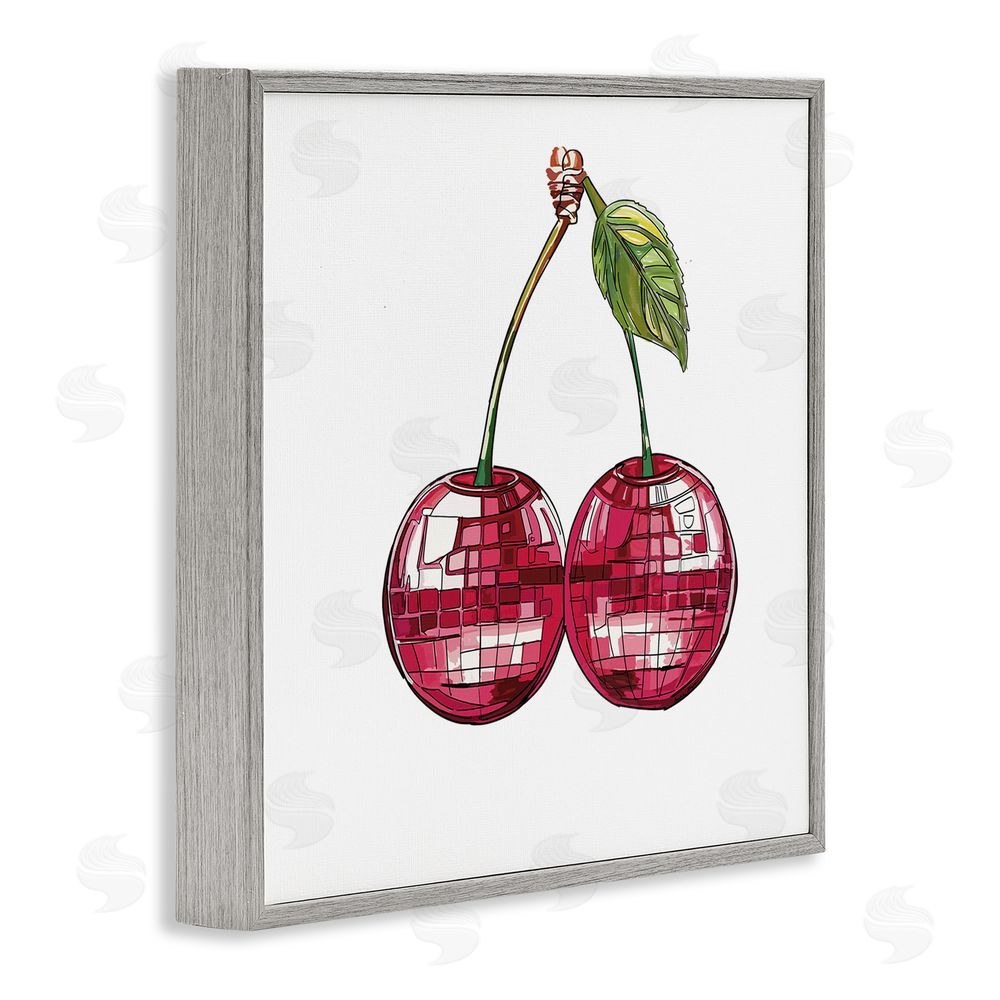 Amelia Noyes Patterned Cherry Fruit Gray Framed Glicee Wall Art Print