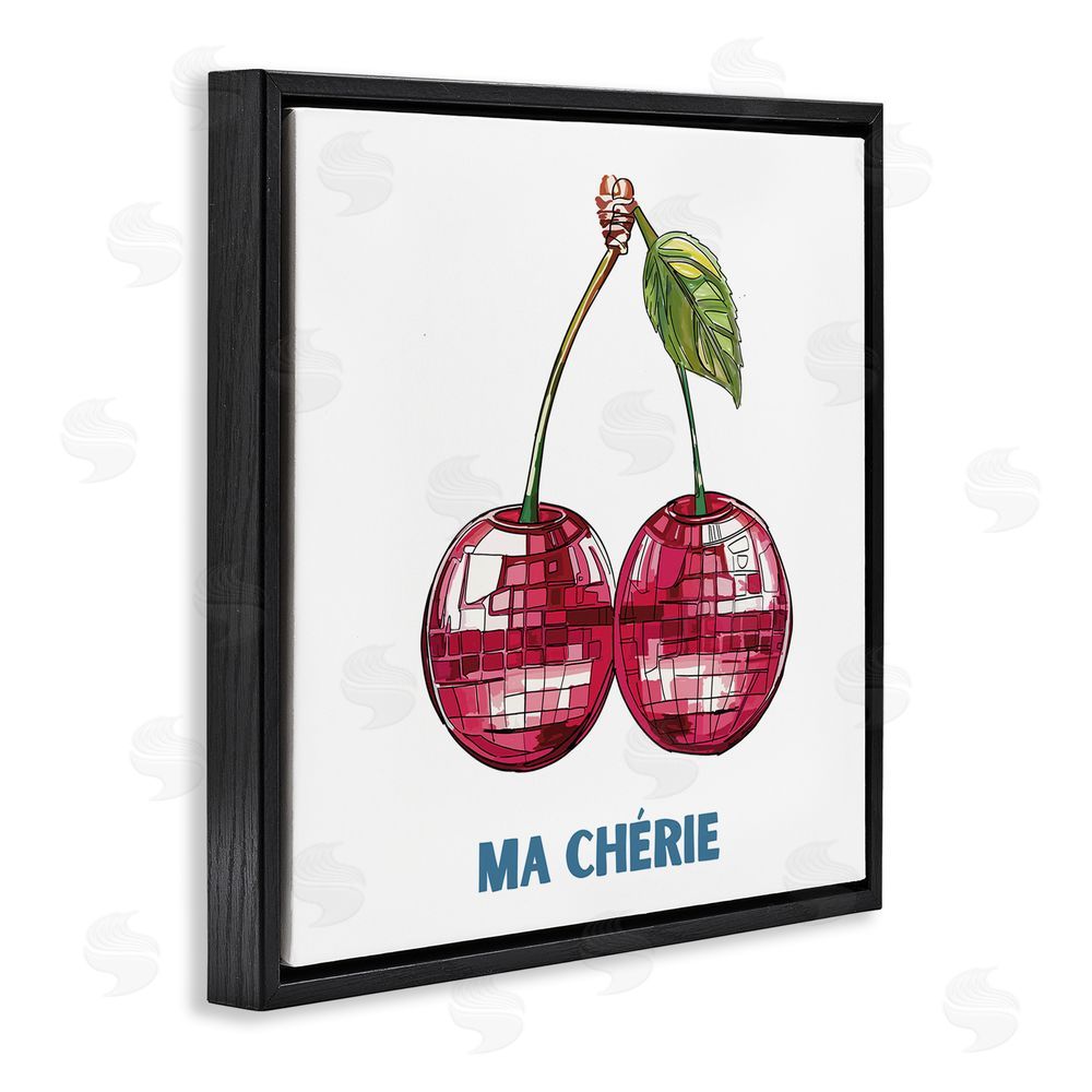Amelia Noyes Ma Cherie Cherries Black Floating Frame Canvas Wall Art Print