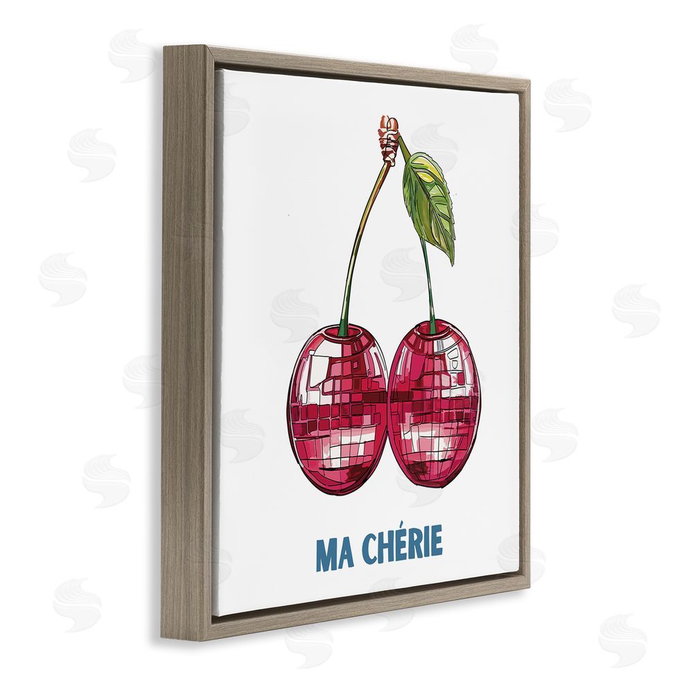 Amelia Noyes Ma Cherie Cherries Brown Floating Frame Canvas Wall Art Print
