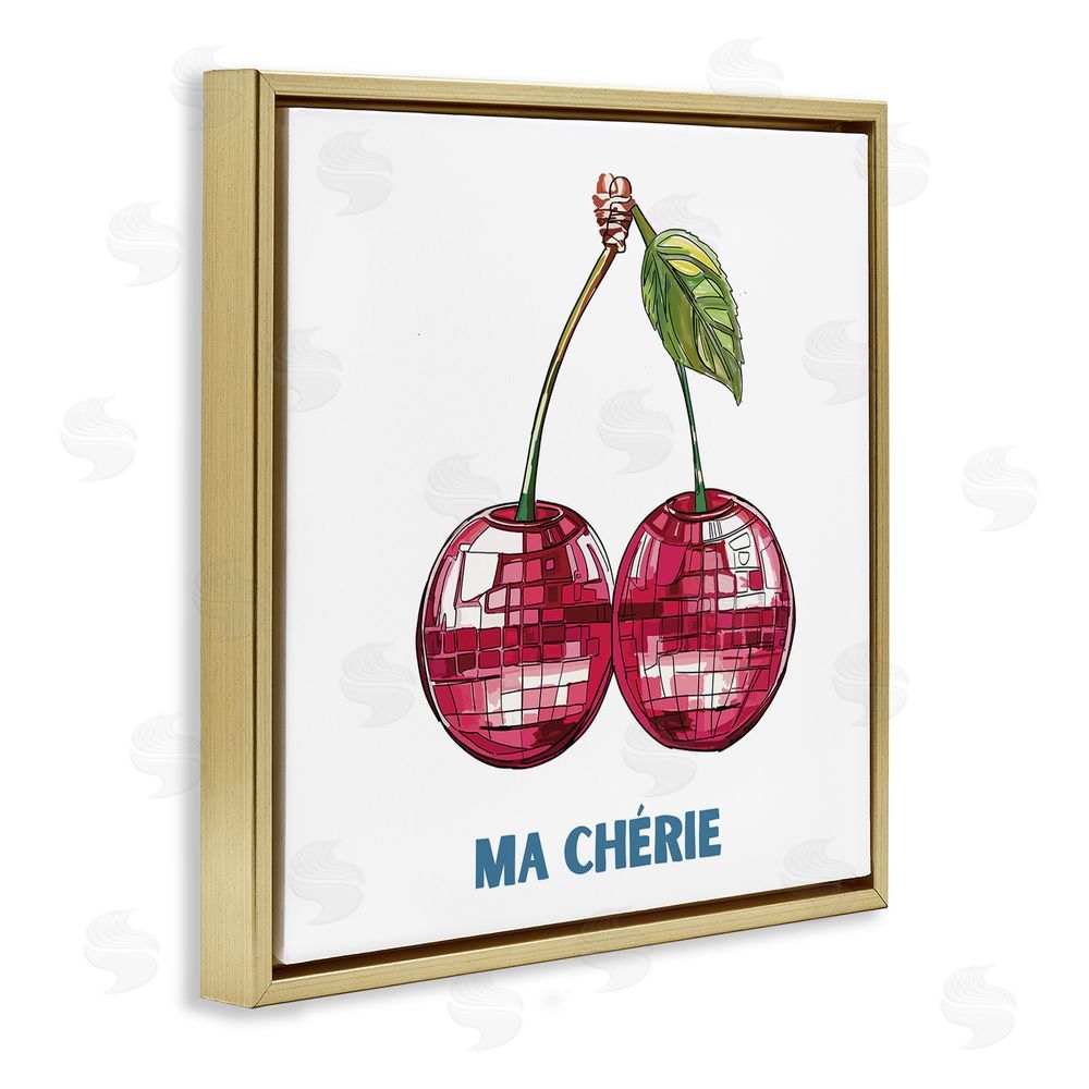 Amelia Noyes Ma Cherie Cherries Gold Floating Frame Canvas Wall Art Print