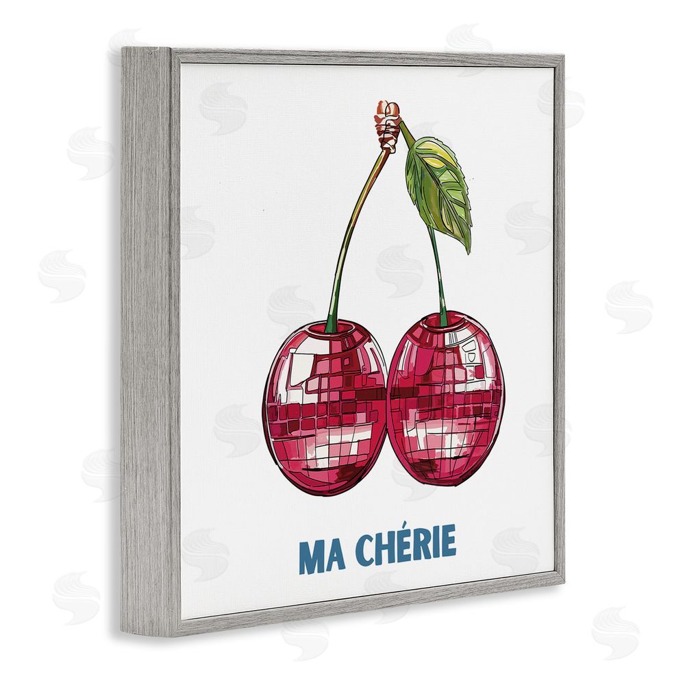 Amelia Noyes Ma Cherie Cherries Gray Framed Glicee Wall Art Print