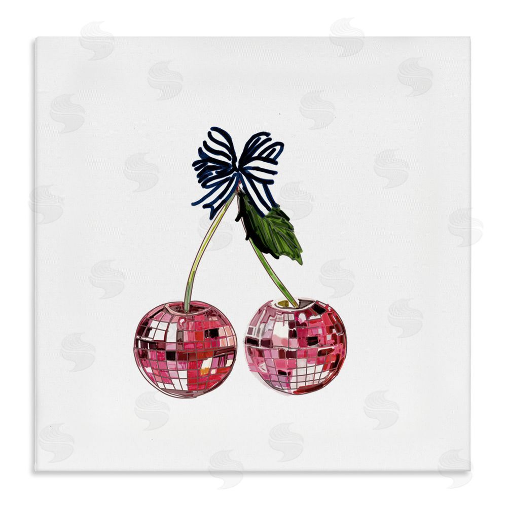 Amelia Noyes Disco Ball Cherries Stretched Canvas Wall Art Print