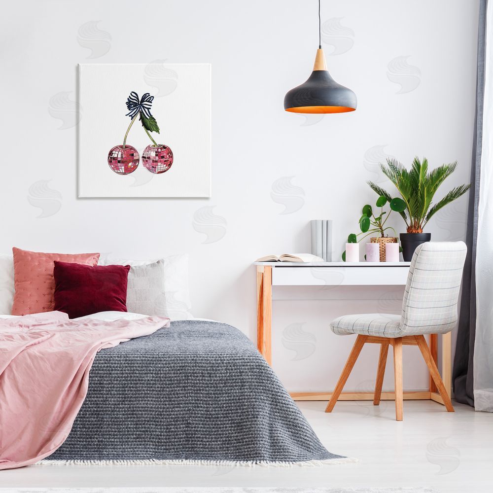 Amelia Noyes Disco Ball Cherries Canvas Wall Art in Room