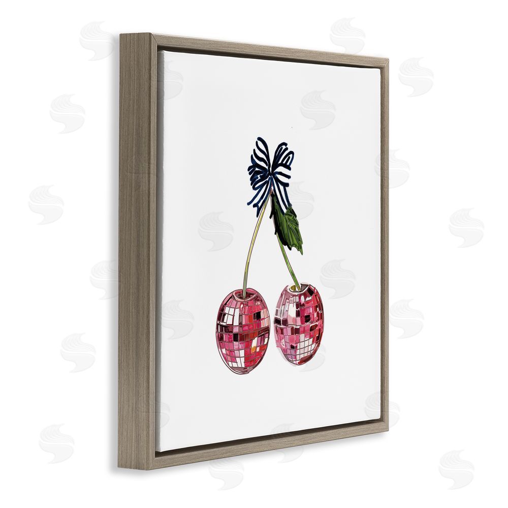 Amelia Noyes Disco Ball Cherries Brown Floating Frame Canvas Wall Art Print