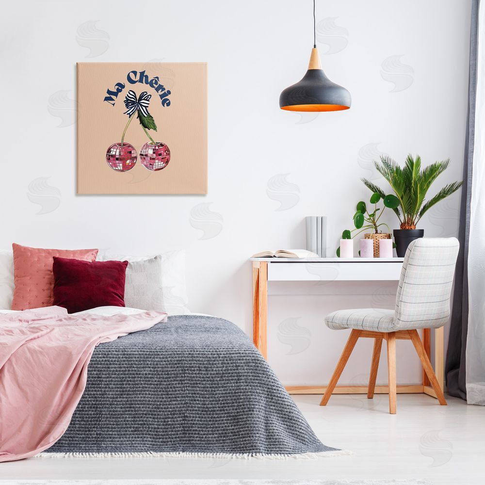 Amelia Noyes Ma Cherie Phrase Canvas Wall Art in Room