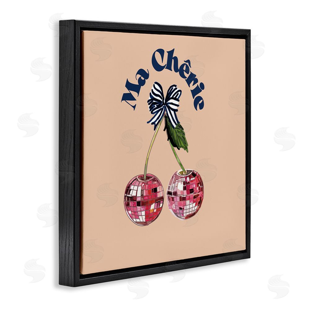 Amelia Noyes Ma Cherie Phrase Black Floating Frame Canvas Wall Art Print