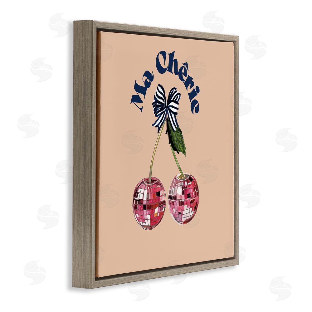 Amelia Noyes Ma Cherie Phrase Brown Floating Frame Canvas Wall Art Print