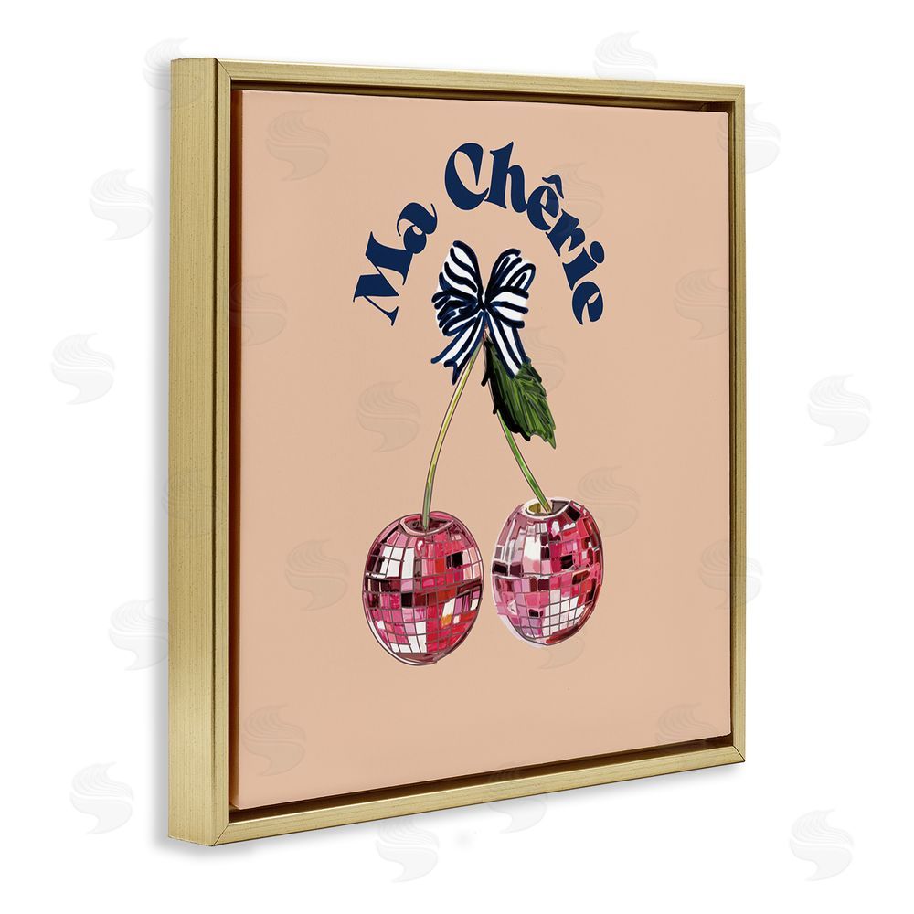 Amelia Noyes Ma Cherie Phrase Gold Floating Frame Canvas Wall Art Print