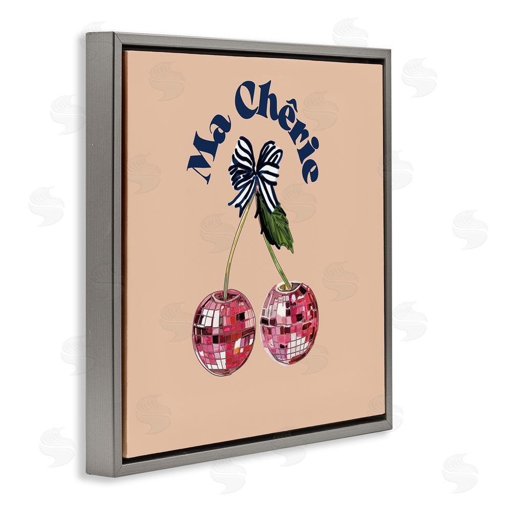 Amelia Noyes Ma Cherie Phrase Gray Floating Frame Canvas Wall Art Print