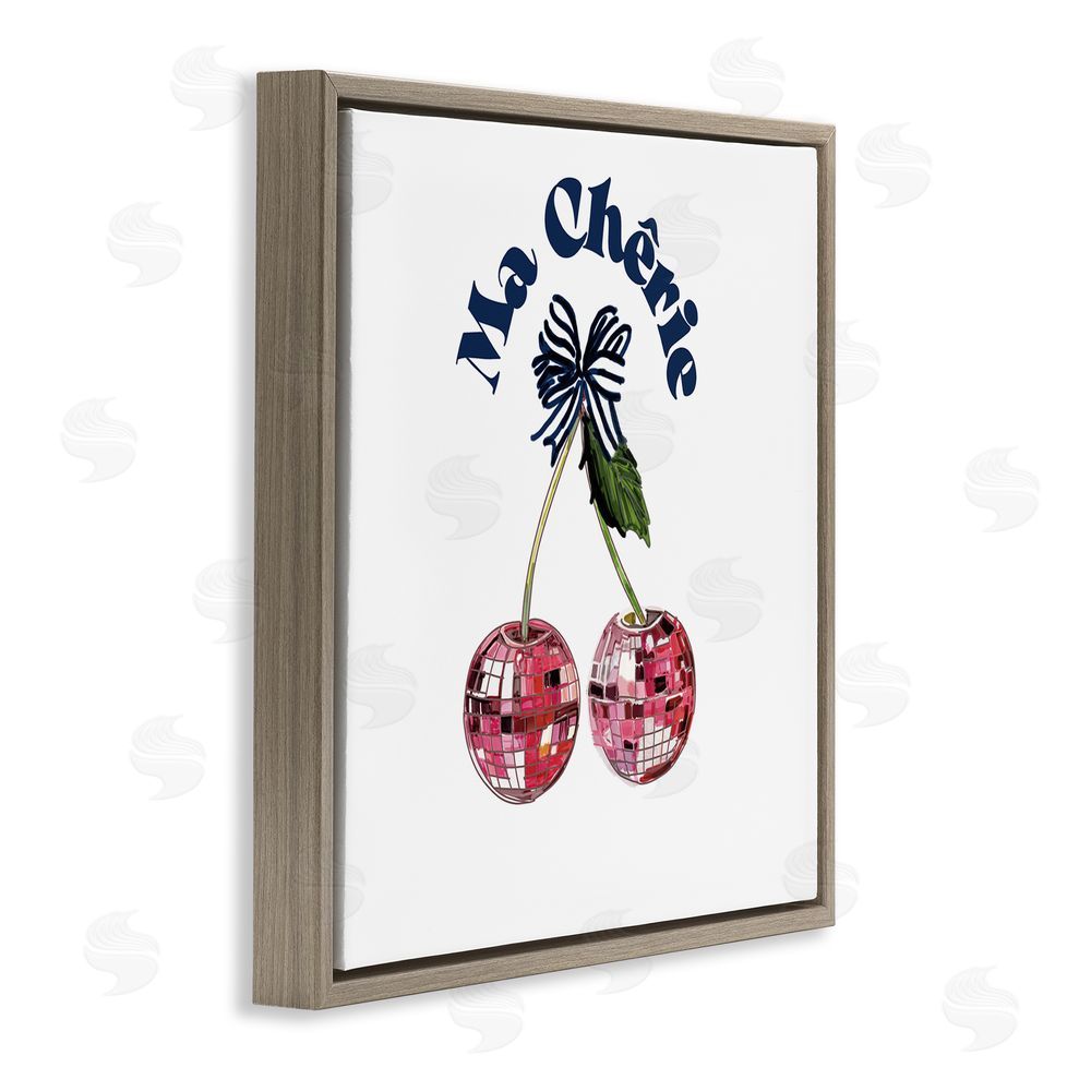 Amelia Noyes Ma Cherie French Phrase Brown Floating Frame Canvas Wall Art Print