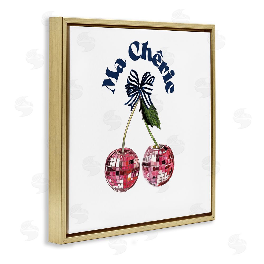 Amelia Noyes Ma Cherie French Phrase Gold Floating Frame Canvas Wall Art Print