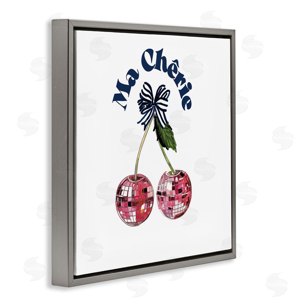 Amelia Noyes Ma Cherie French Phrase Gray Floating Frame Canvas Wall Art Print