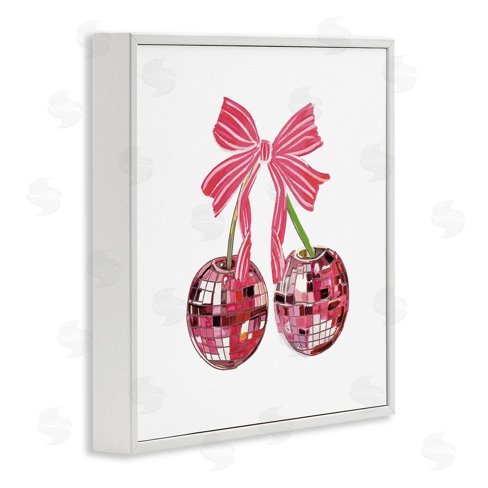Amelia Noyes Cherries & Striped Bow White Framed Glicee Wall Art Print