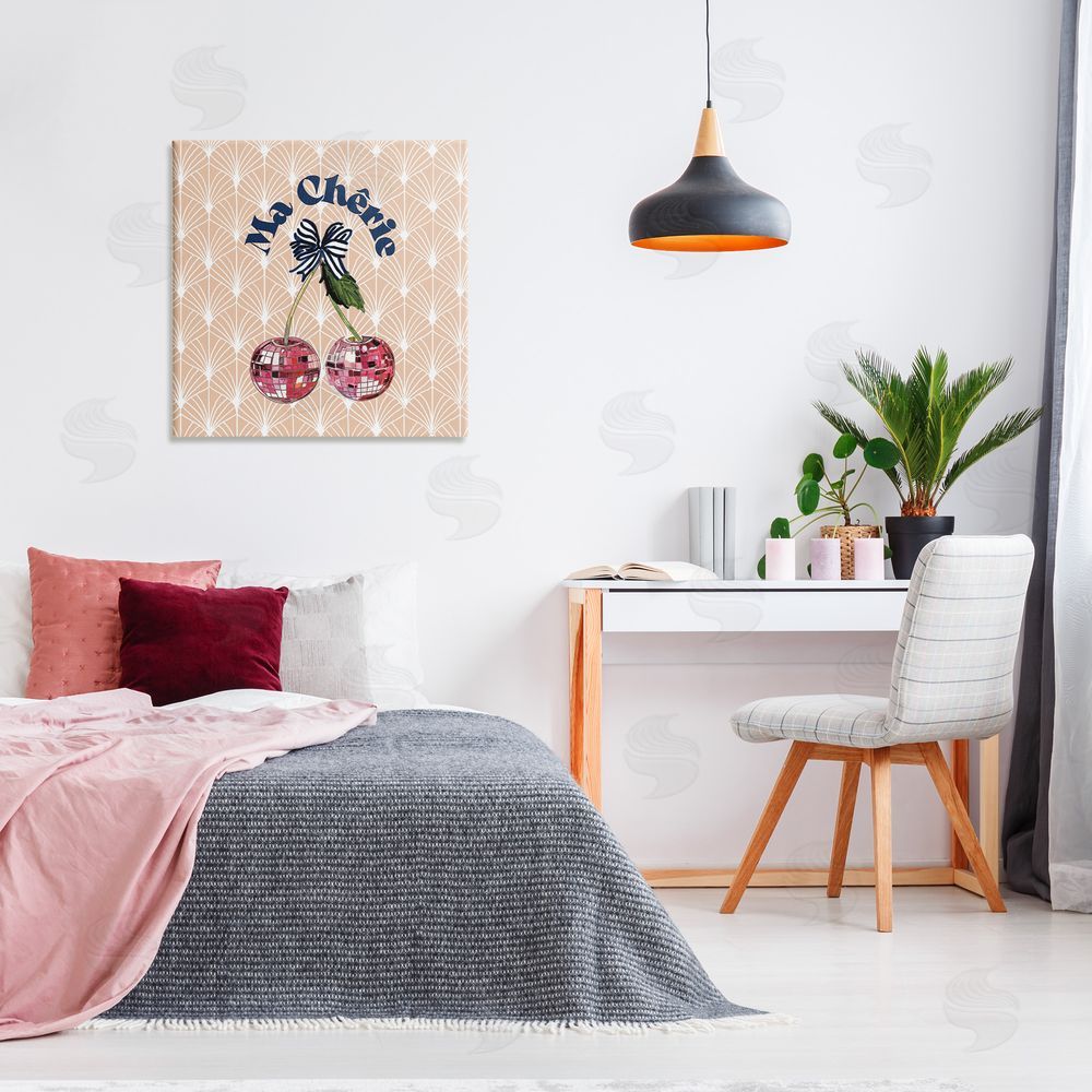 Amelia Noyes Botanical Patterned Cherries Canvas Wall Art in Room
