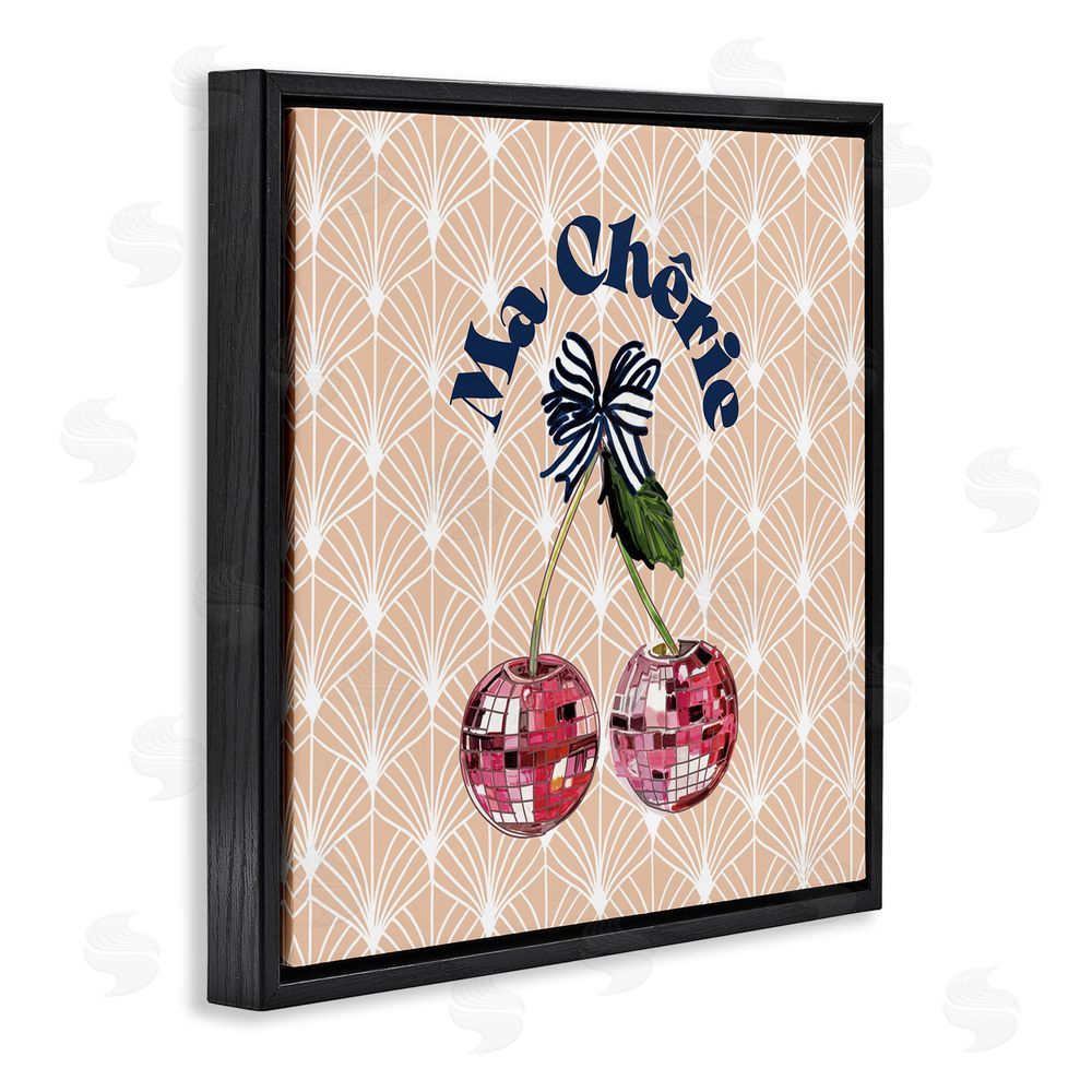 Amelia Noyes Botanical Patterned Cherries Black Floating Frame Canvas Wall Art Print