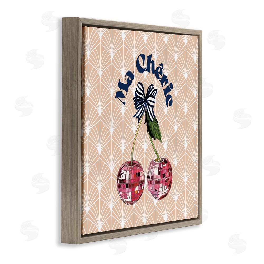 Amelia Noyes Botanical Patterned Cherries Brown Floating Frame Canvas Wall Art Print