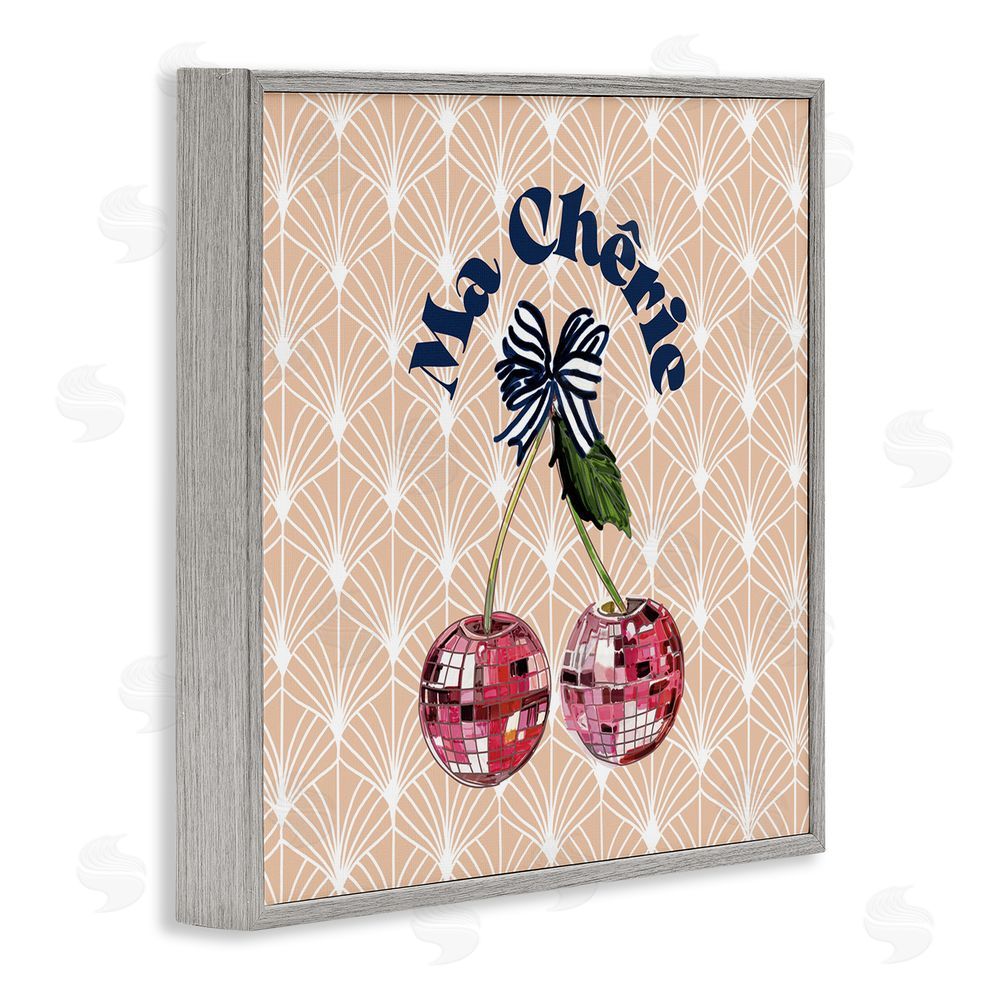 Amelia Noyes Botanical Patterned Cherries Gray Framed Glicee Wall Art Print