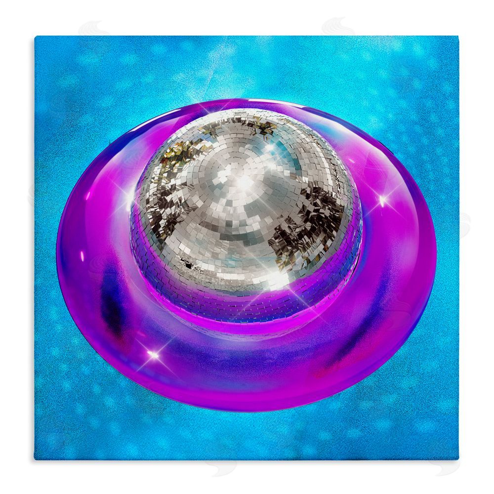 Ziwei Li Disco Ball in Pool Stretched Canvas Wall Art Print