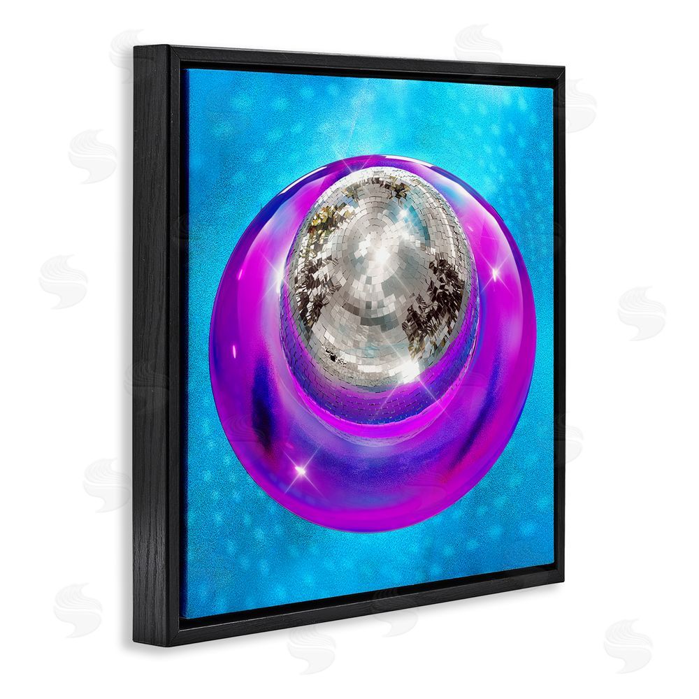 Ziwei Li Disco Ball in Pool Black Floating Frame Canvas Wall Art Print