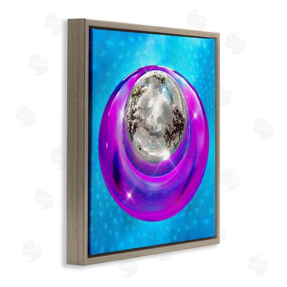 Ziwei Li Disco Ball in Pool Brown Floating Frame Canvas Wall Art Print