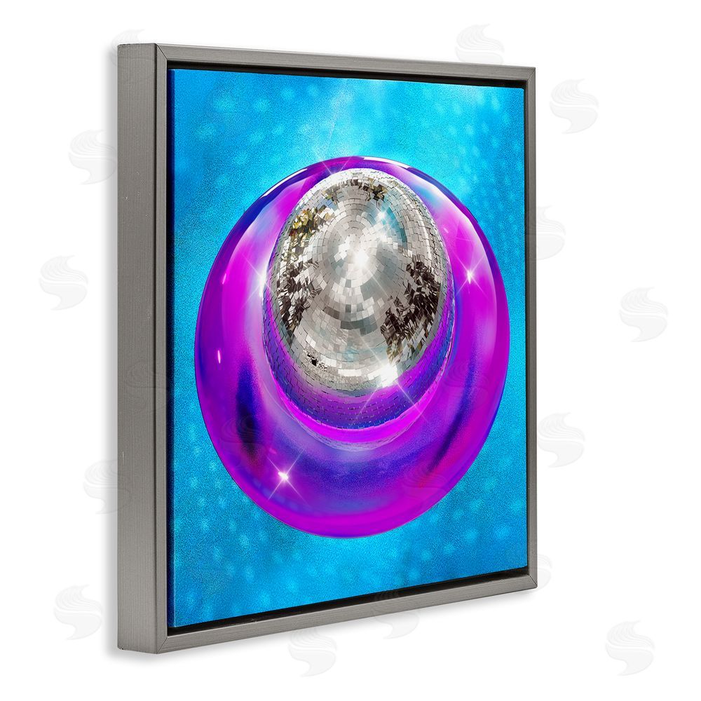 Ziwei Li Disco Ball in Pool Gray Floating Frame Canvas Wall Art Print