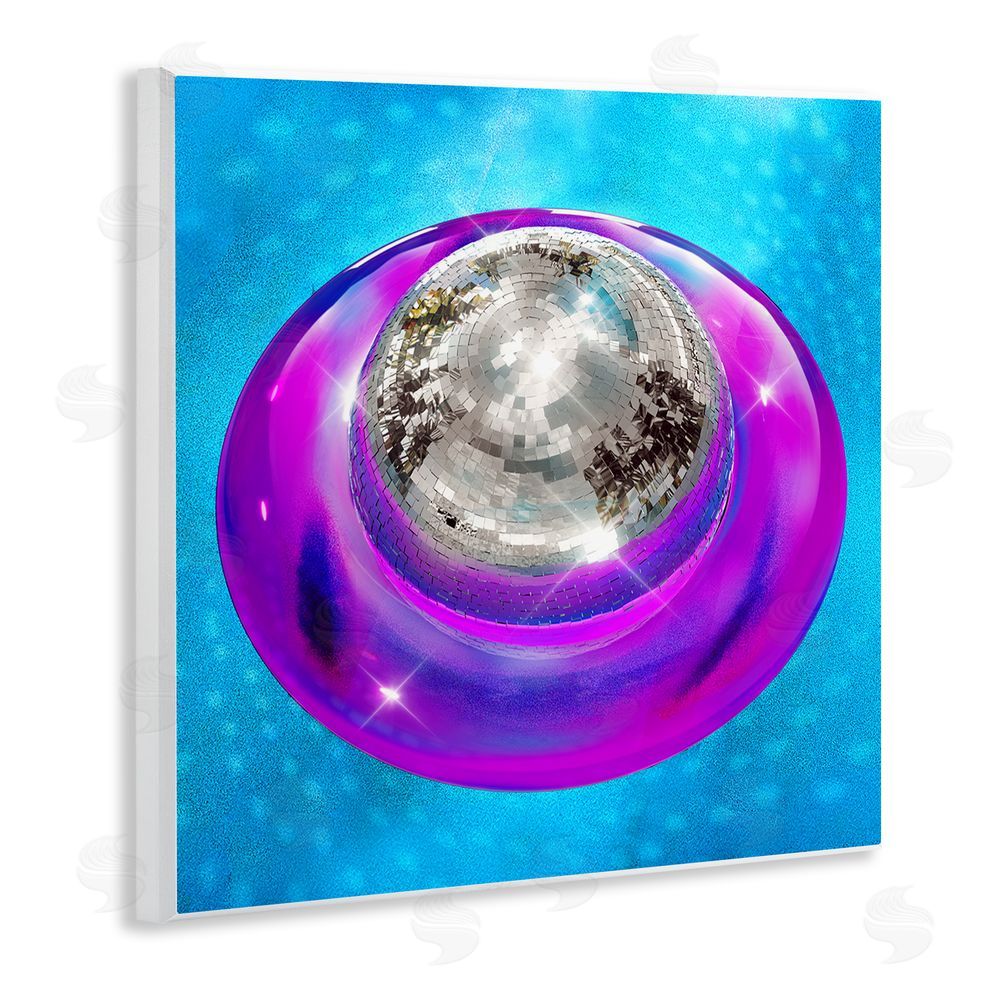 Ziwei Li Disco Ball in Pool Wooden Wall Plaque Art Print