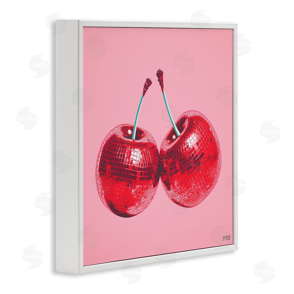 RB Red Patterned Cherries White Framed Glicee Wall Art Print
