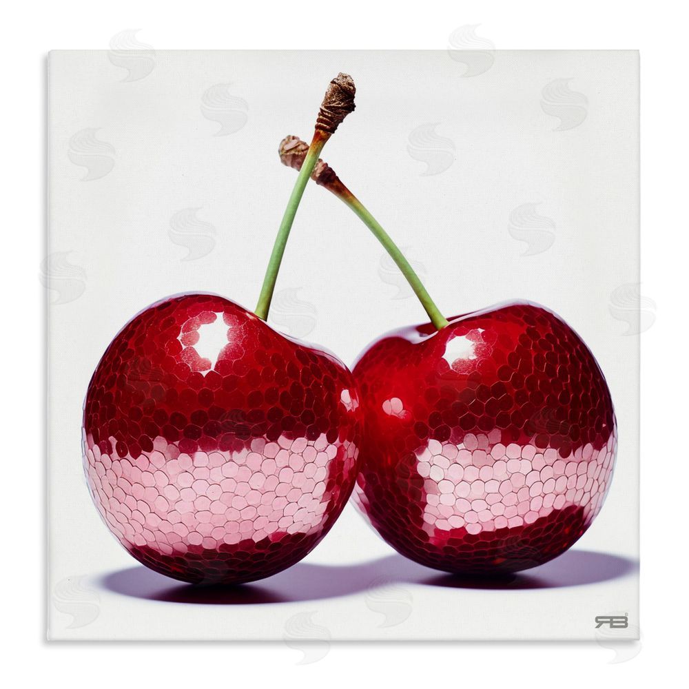 RB Cherries with Reflection Stretched Canvas Wall Art Print