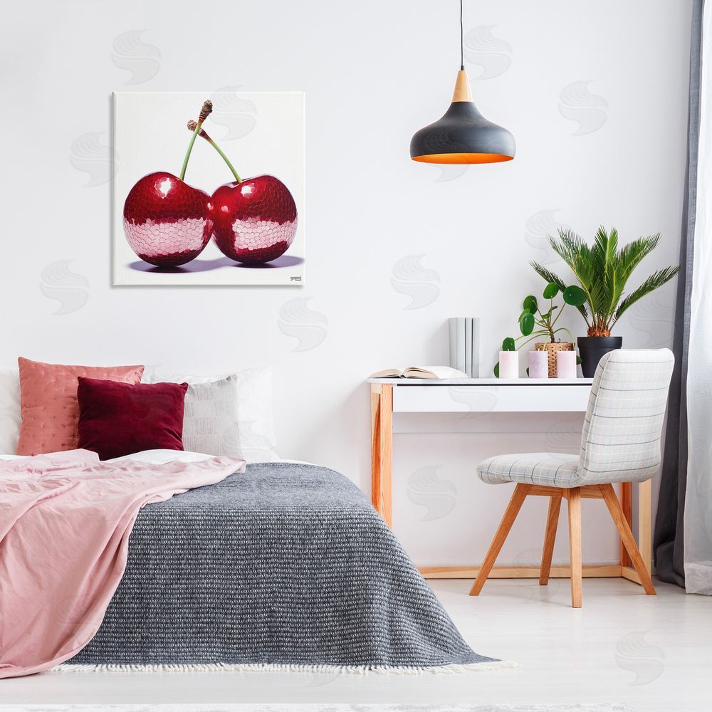 RB Cherries with Reflection Canvas Wall Art in Room