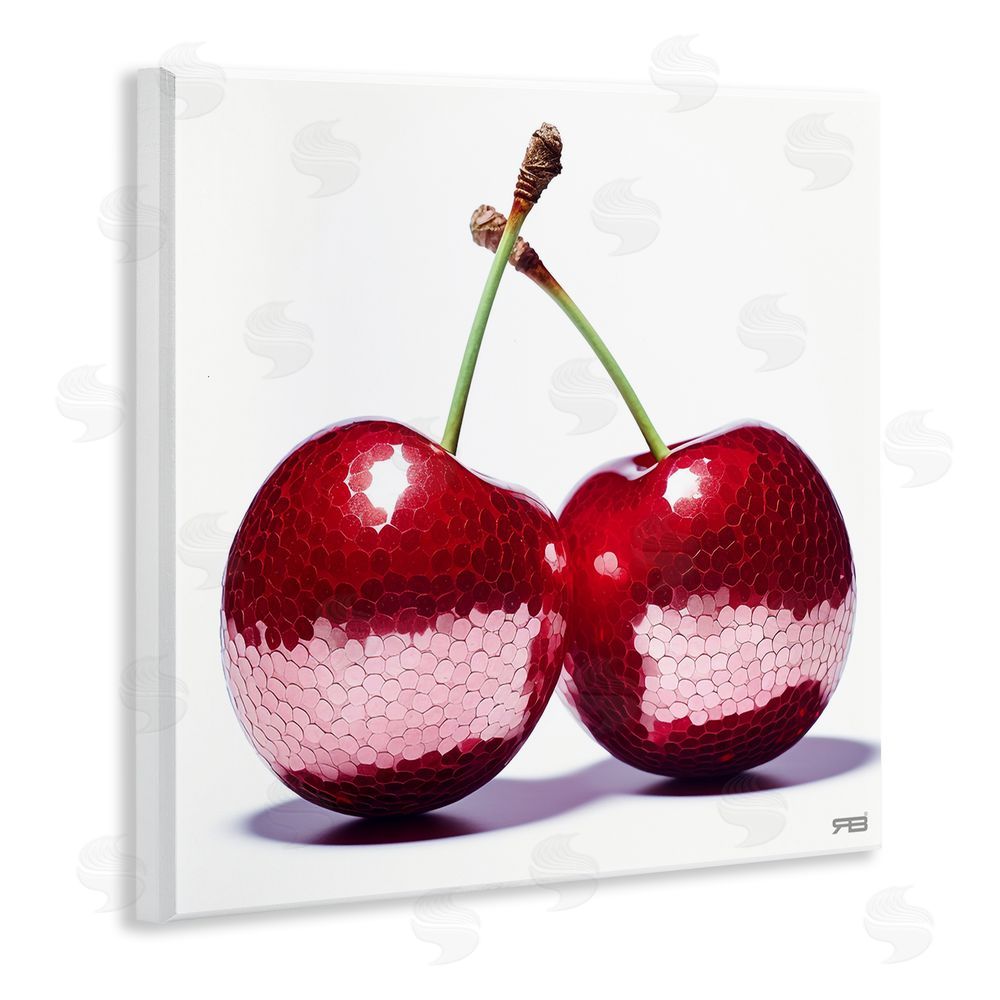 RB Cherries with Reflection Wooden Wall Plaque Art Print