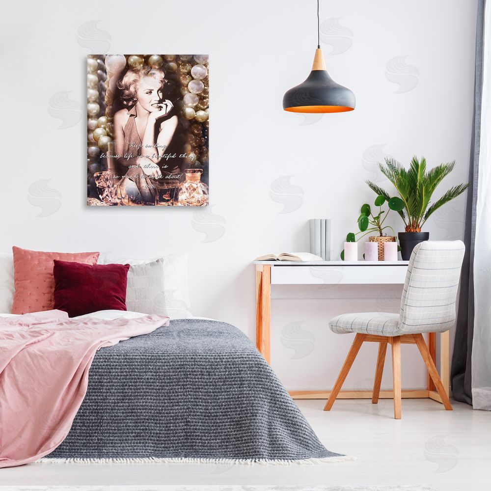 Graffitee Studios Inspirational Smile Quote Canvas Wall Art Print in Room